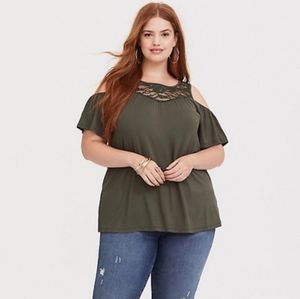 Olive Green Cold Shoulder